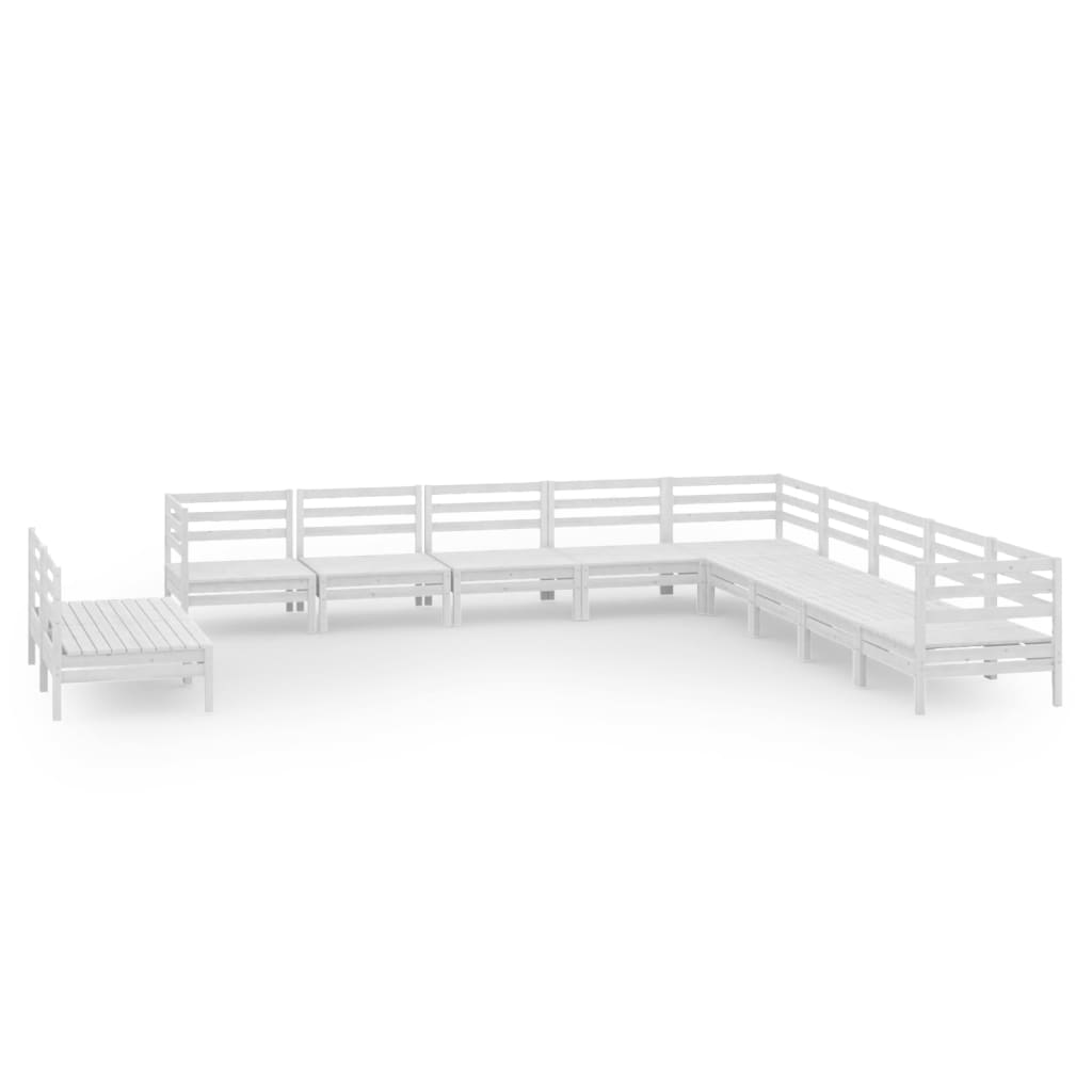 Vidaxl 11-Cz. Garden Lounge Set, White, Pine Wood
