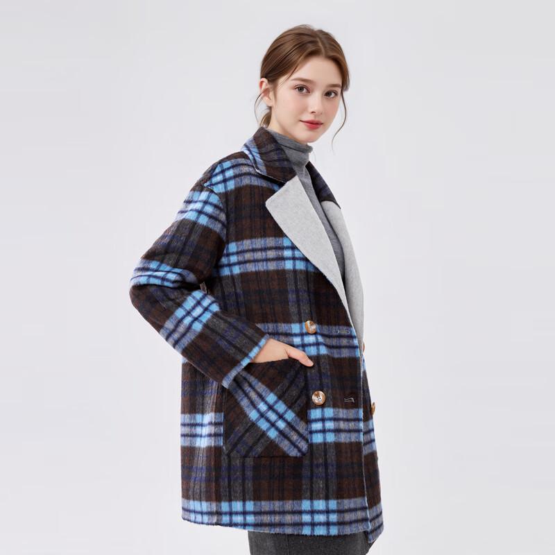 

Women s Classic Color-block Wool Blend Double-faced Coat XL