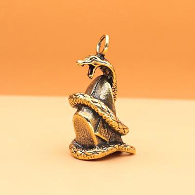Antike Messing Schlange Statue Miniatur Figuren Sternzeichen Tier Schreibtisch Dekoration Ornamente Messing Handwerk Anhänger