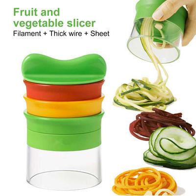Stainless Steel Rotary Grater Vegetable Spiral Slicer with 3 Blades Handheld