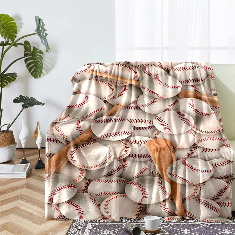 Baseball Theme Printed Blanket - Perfect for Couch, Bed, Travel & Outdoor Use | Machine Washable, Cozy & Durable.