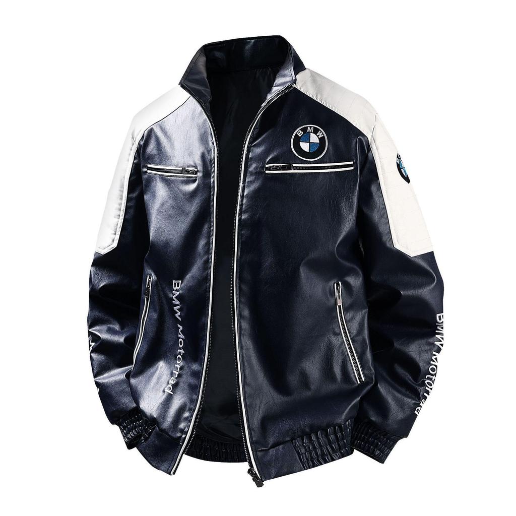 Herren F1 Rennanzug Lederjacke: BMW Stickerei, PU-Leder, Motorrad- & Baseball-Stil