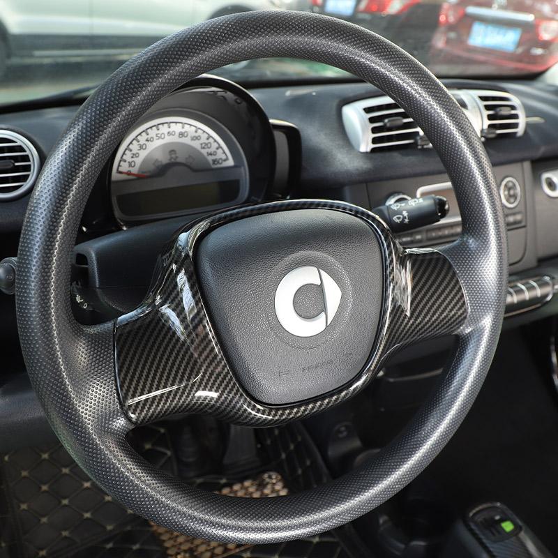 For Mercedes-Benz smart 451 Fortwo 2009-2015 ABS Carbon Fiber Car Steering Wheel Decorative Frame Cover Sticker Car Accessory