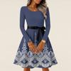 Women's Casual Fashion Long Sleeve  Vintage Long Dresses