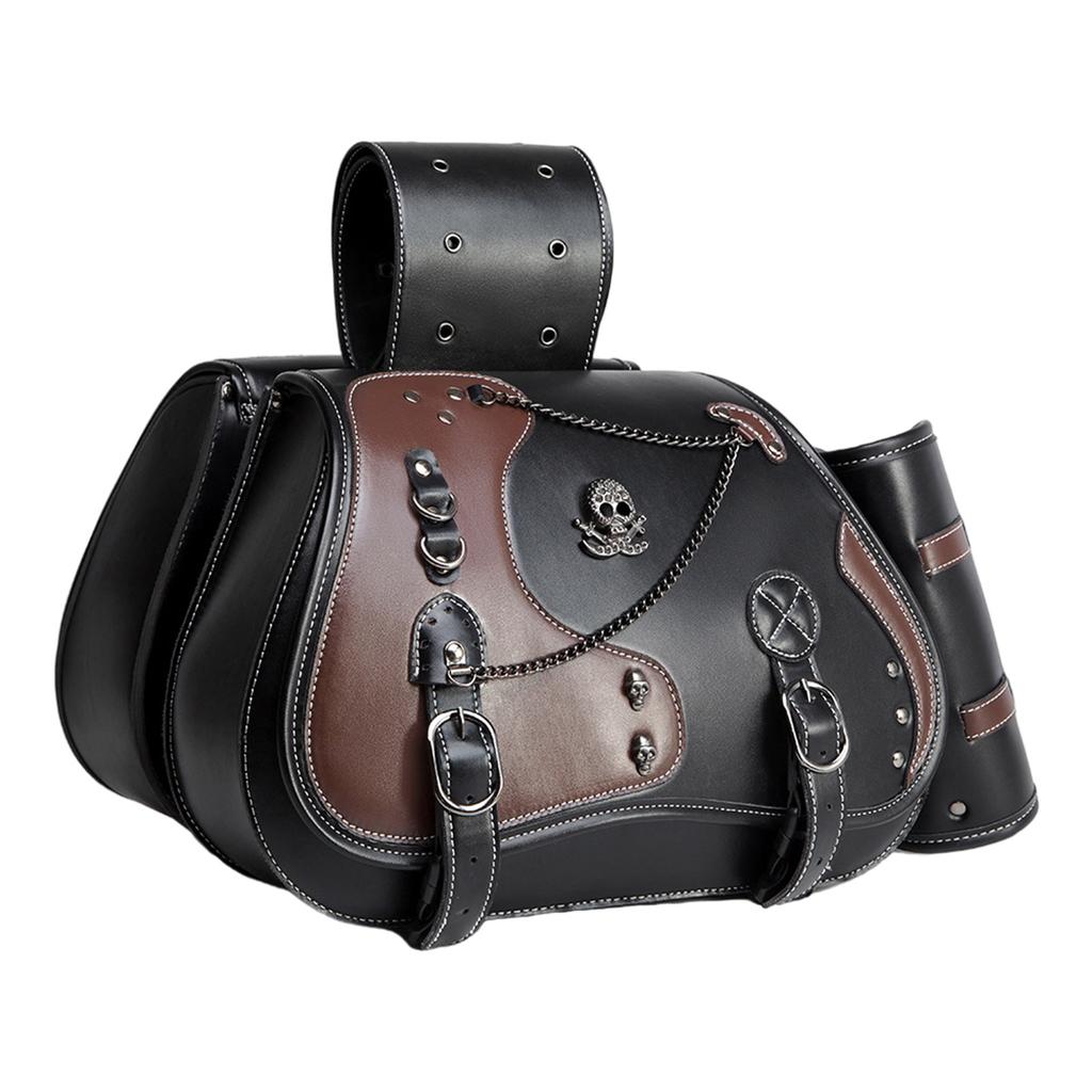 1 Pair Travel Luggage Storage Bag Saddlebag Motorbike Accessories Tool Bag Retro Punk Style Saddlebag PU Side Bag