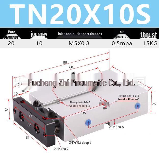 Double Shaft Pneumatic Cylinder with Dual Piston Rods TN10-40