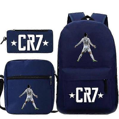 Grenzüberschreitender Bestseller Cristiano Ronaldo Kinder-Doppelschulterrucksack Schultasche Dreiteiliges Set für Mittel- und Grundschule Neue Ankunft