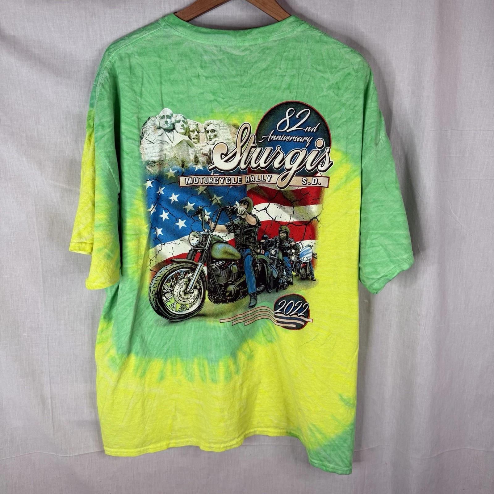

Sturgis 82nd Anniversary Motorcycle Rally 2022 Tie Dye T-Shirt 2XL Mt Rushmore M