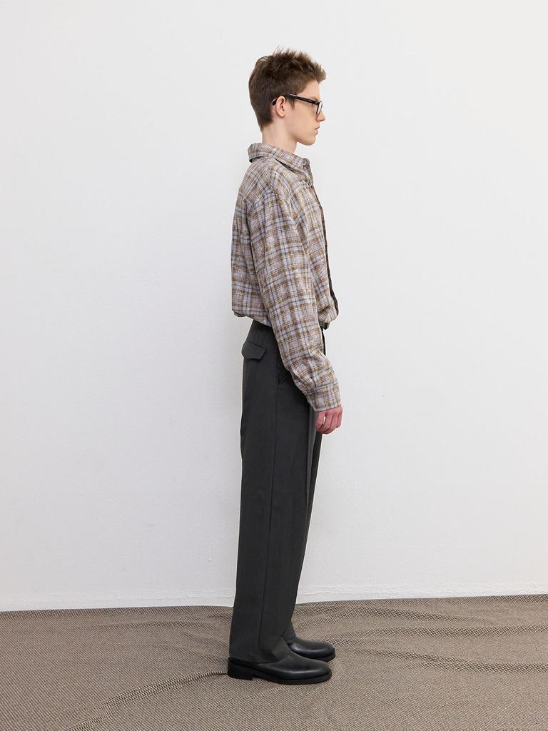 FRAGE A-Sic Pintuck Wide Straight Slacks - Charcoal