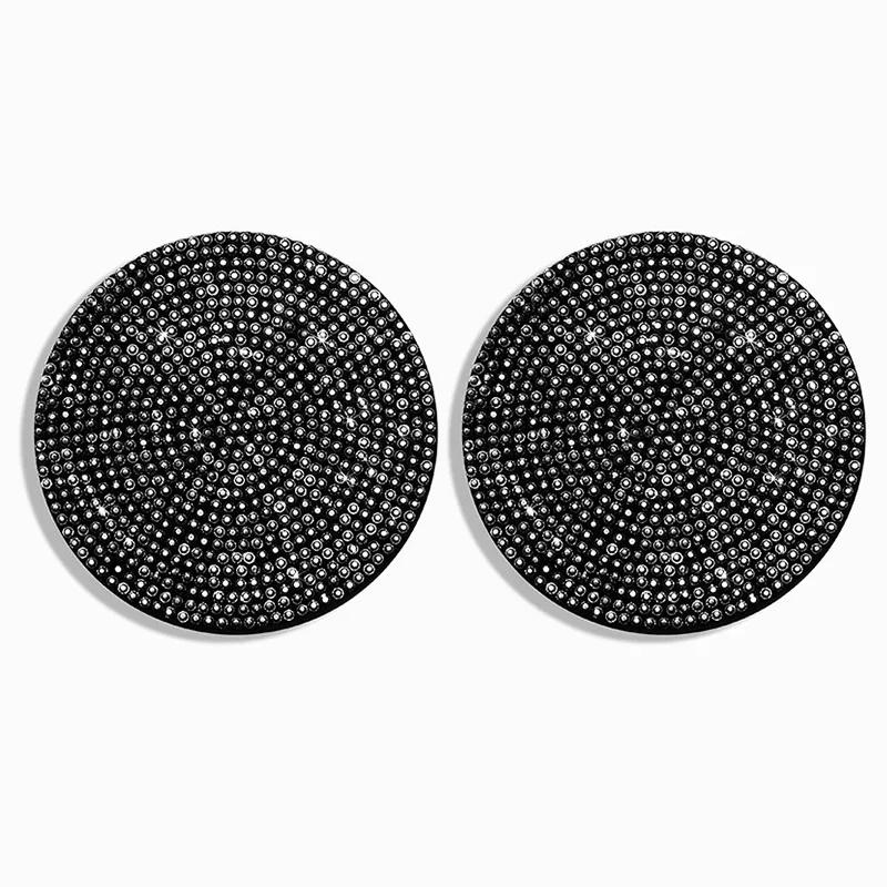 

2PCS Diamond Car Coaster Non-Slip Mat Water Holder Cup Slot Silica Gel Pad Cup Mat Gadget Bling Waterproof Interior Accessories