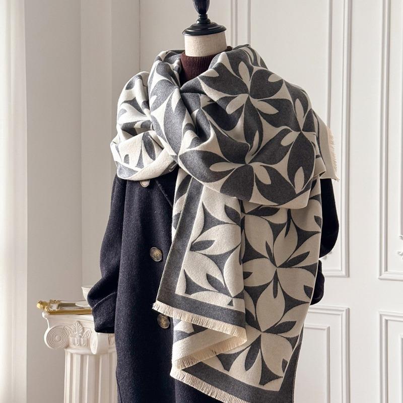 Design sense versatile accessories large shawl thickened warm scarf elegant celebrity shawl outer scarf