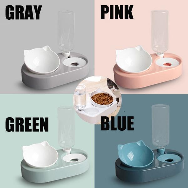 

Миска для котів 2 в 1 Диспенсер для води Автоматичний накопичувач води Собака та котяча миска для корму Контейнер для їжі з поїлкою Годівниця для домашніх тварин сірий