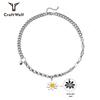 European & American Hip-Hop Style Double-Sided Daisy Smiley Face Stainless Steel Clavicle Necklace