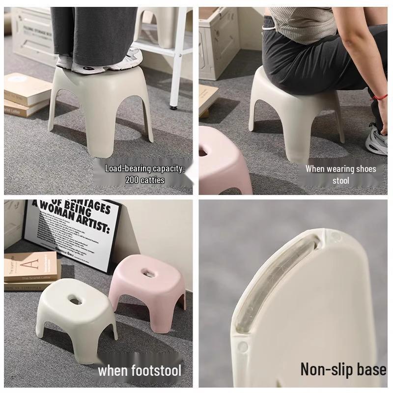Durable Non-Slip Plastic Bathroom Stool for Shoes and Small Coffee Table