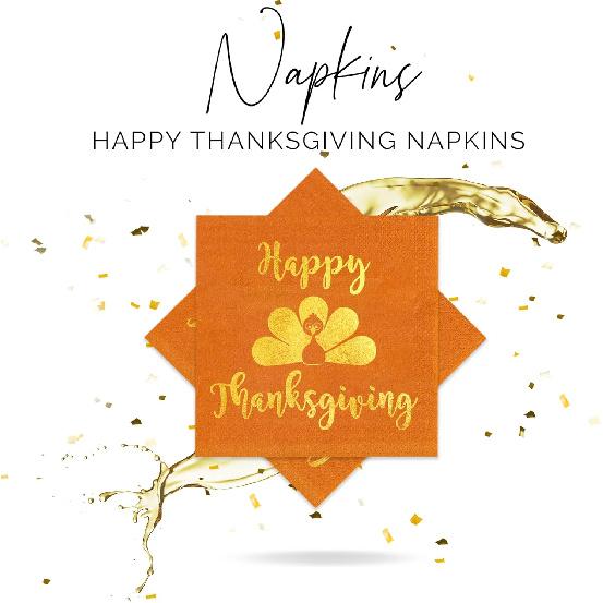 Happy Thanksgiving Napk 52 Pcs, Cocktail Thanksgiving Napk Disposable, Paper Friendsgiving Napkin, Friendsgiving Decorations, Grateful and Thankful -
