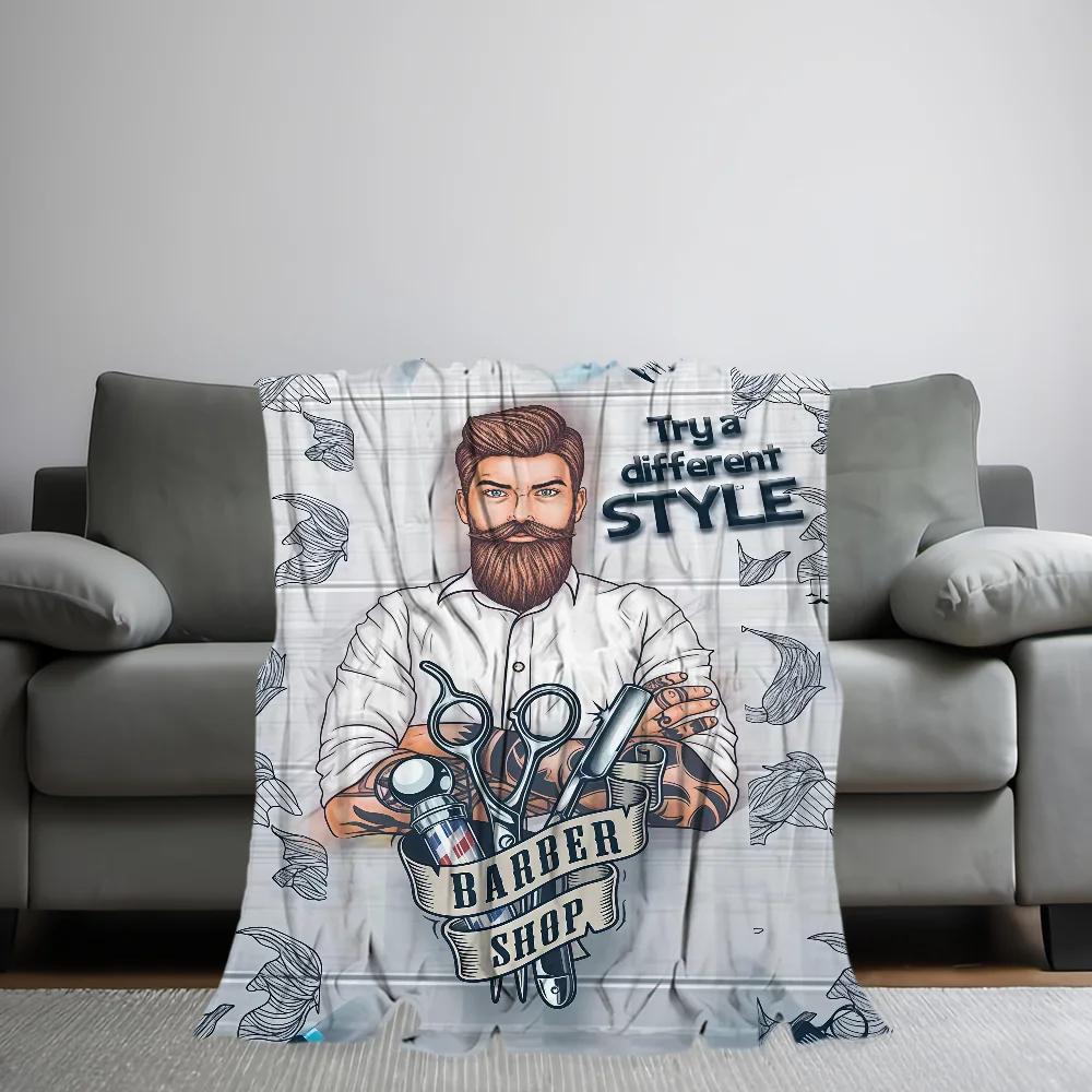 Fashion B-Barber Shop Blanket Flannel Warm Comfort Soft Plush Blanket For Picnic Beds Sofas Homes And Bedrooms