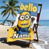 Custom Name Personalized Minions Print Beach Towel, for Trip Camping Beach Party Home Decor, Birthday Gift for Family & Friends