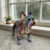 Graffiti French Bulldog Figurine Hand-Painted Artistic Dog Statue Resin Sculpture Living Room Office Home Desk Decoration Ornament