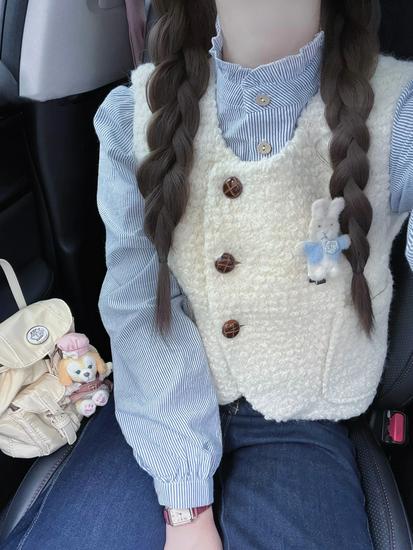 

Весенний шик женский комплект: Молочно-мягкий кардиган-жилет с рубашкой с длинным рукавом - Молодежная, элегантная мода XL