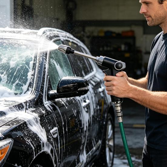 Spruzzatore ad Alta Pressione Regolabile con 4 Modalità di Spruzzo Adattatore per Tubo da Giardino Lavaggio Auto Idropulitrice Portatile Strumento per Pulizia Esterna