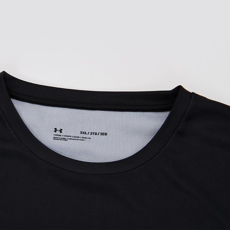 Under Armour Solid Color Simple Casual Loose Fit Round Neck Quick Dry Short Sleeve T-Shirt Unisex Tops Black 25500512-001