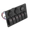 12V 24V 6 Gang Car Boat Marine LED Rocker Switch Panel Dual USB Voltmeter Cigarette Lighter