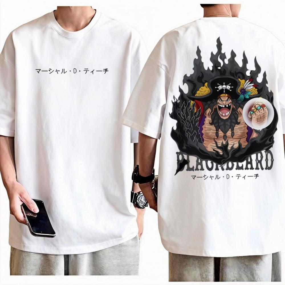

One Piece Marshall D Teach TShirt Anime Graphic Print Pure Cotton Crew Neck Casual High Street Fashion Tops For Men Women M