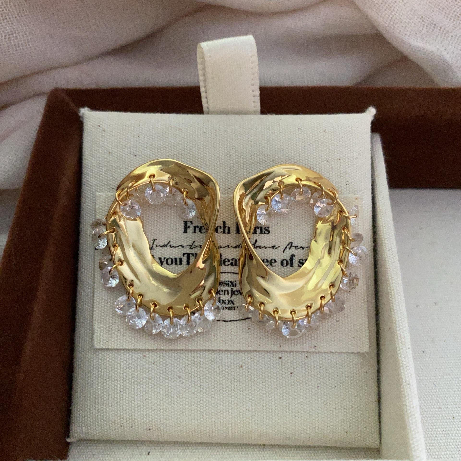 Pearl Rhinestone Pendant Earrings Fringed Niche Design Sense Personalized Earrings High Sense Earrings Light Luxury Romantic