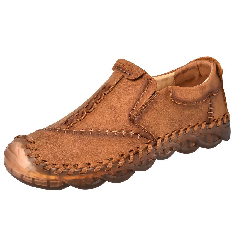Fashion Brand New Men Classic Leather Casual Shoes High Quality Outdoor Rubber Hiking Large Size 46 Non-slip Comfortable Lightweight