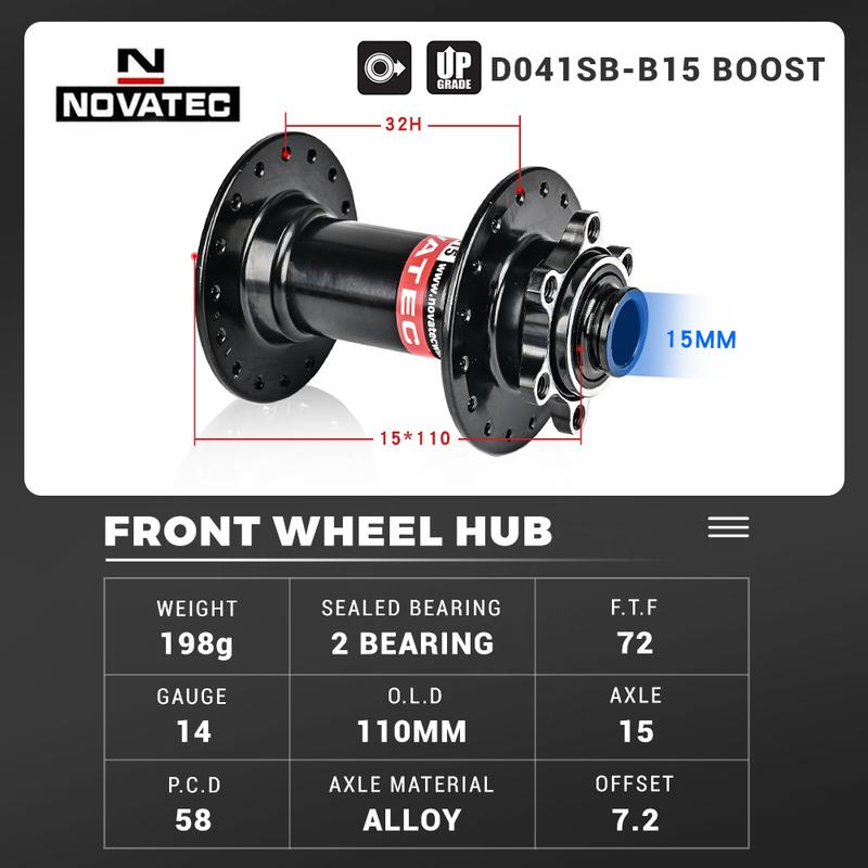 2025 Novatec Bicycle Hub D041SB-B15 D042SB-B12 BOOST Bearing Hub 8/9/10/11/12 Speed Mountain Bike Hub 32H 110*15 148*12MM 32Hole