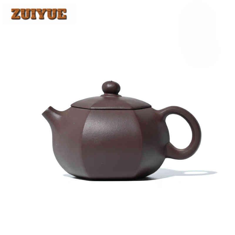 160ml Yixing Purple Clay Teapots Handmade Hexagonal Xishi Pot Raw Ore Purple Mud Kettle With Filter Chinese Zisha Teaset Craft