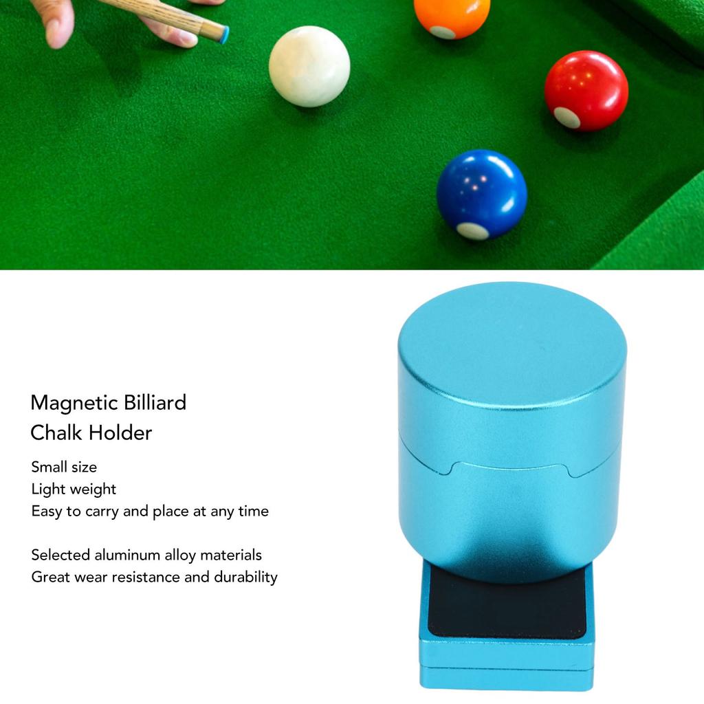 Magnetic Billiard Chalk Holder Aluminium Alloy Round Snooker Cue Chalk Box with Fixed Clip Portable Billiard Accessories
