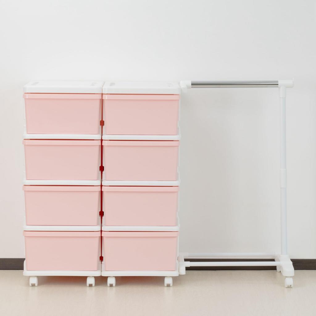 JEJ SEEDS Hanger Rack Chest & 4-Drawer Set, Pink, SIU-4-PI-H