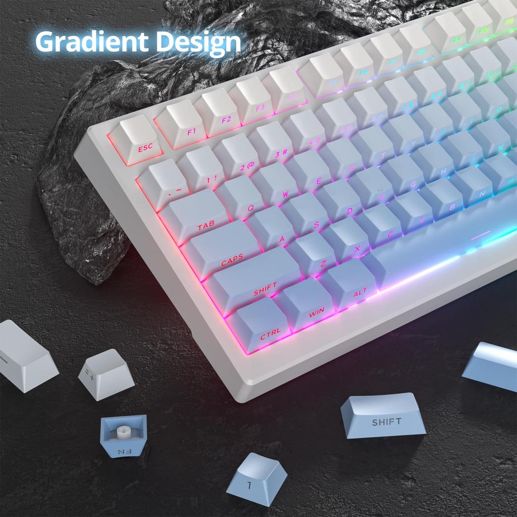 135-Key Side-Printed PBT Gradient Keycaps, 75% Cherry Profile, Minimalist Style, Custom Shine-Through Keyboard Keycaps for Mechanical Keyboards