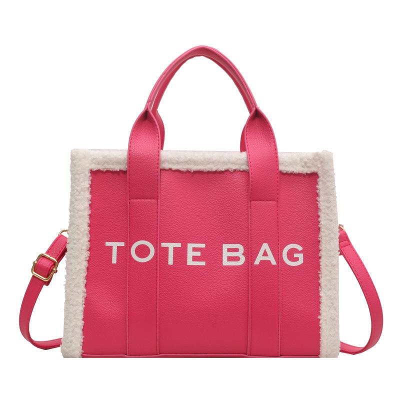 Oblique Span Hand Bag Women's Niche Design Autumn New Shoulder Bag Commuter Lamb Wool Tote Bag