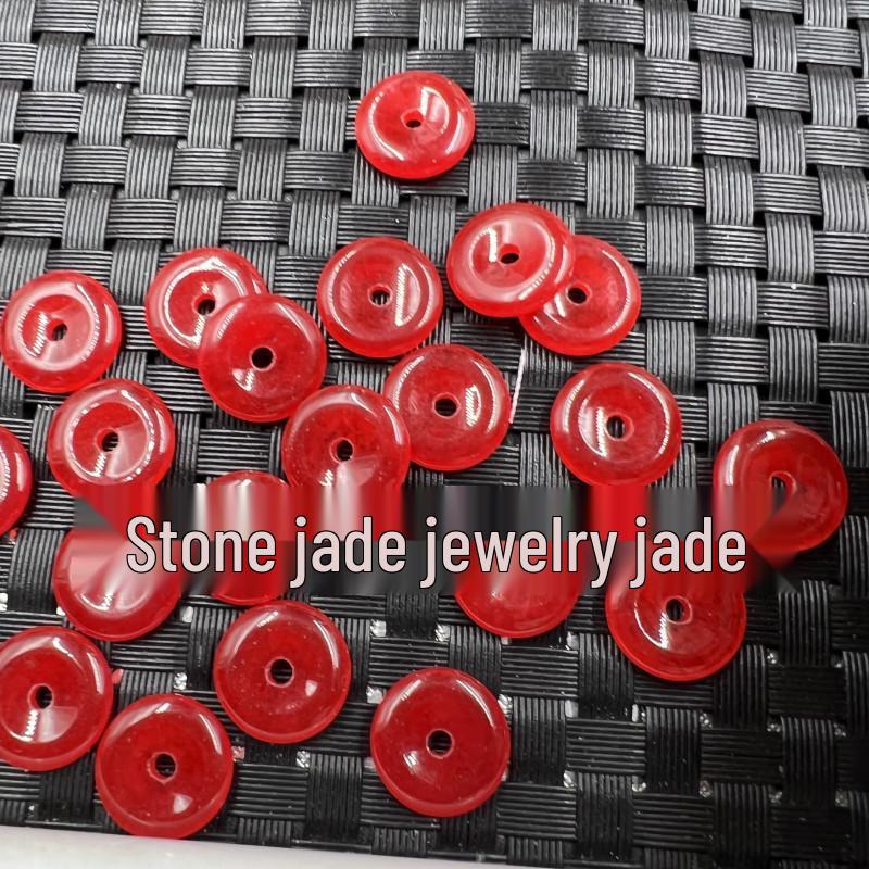 Red Quartzite Jade Coin Buckle Pendant for Bracelet, Anklet, or Car