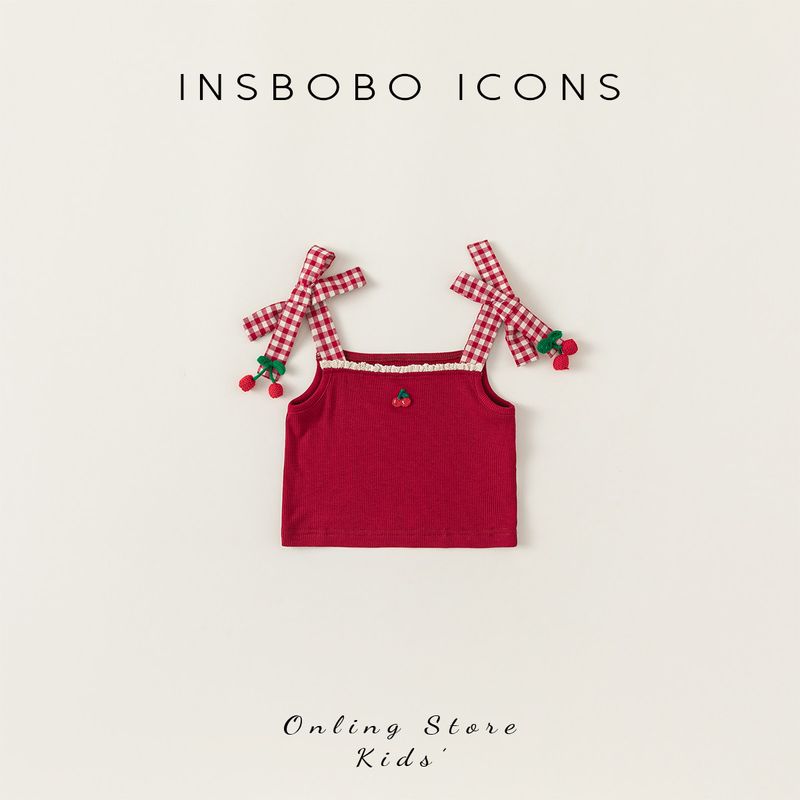 Insbobo Sweet Bows Summer Clothing Girl Suspenders Red 80