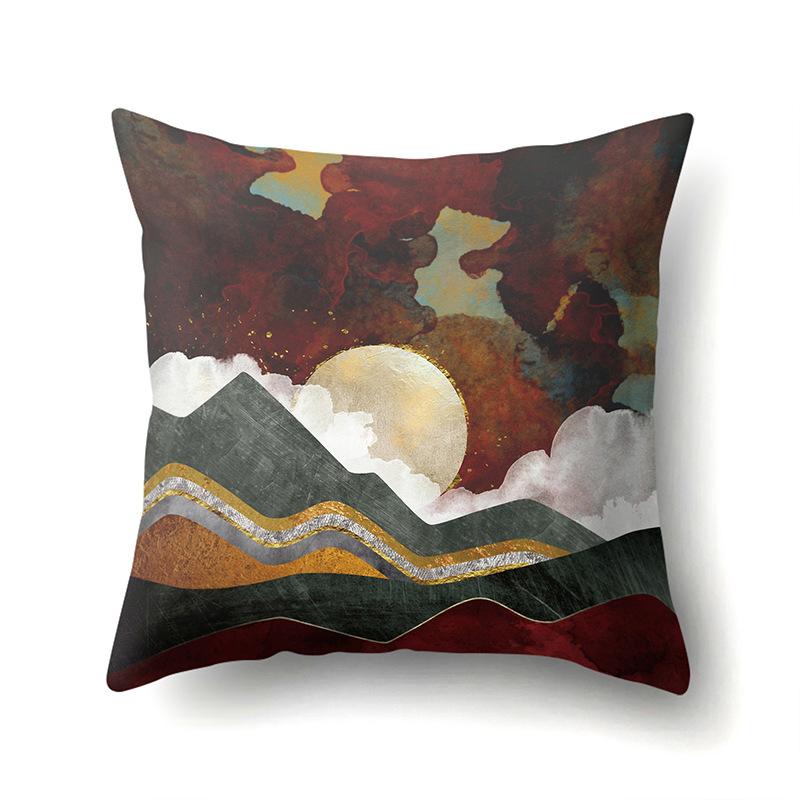 Polyester Pillowcase Automobile Decoration Mountain Home Print Pillowcase Waist Cushion Cover Bedside Cushion Cover Bedside Cushion Cover