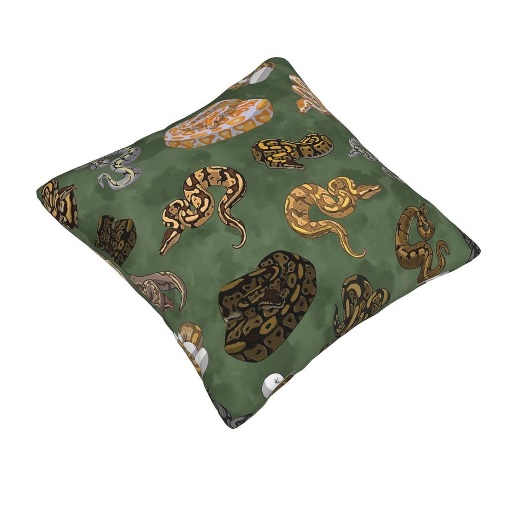 Ball Python Morphs Pattern Moss Green Square Pillowcase Pillow Cover Cushion Decor Comfort Throw Pillow for Home Sofa