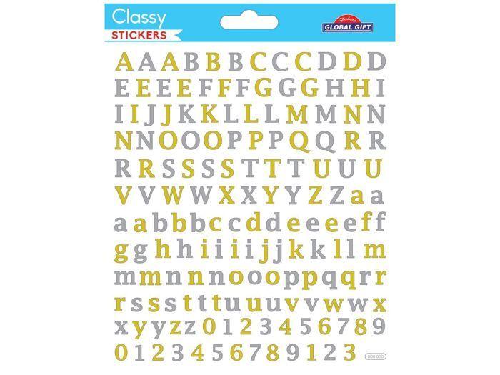 160 Autocollants - Alphabet &amp; Chiffres - Doré - Holographique