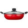3 Pcs Non Stick Cookware Sets, Tawa 25 Cm, Kadhai 24 Cm with Glass Lid, Fry Pan 24 Cm (Red) Aluminium
