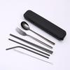 Travel Dinnerware Set 6 Pcs Stainless Steel Cutlery  Student School Dinner Set With a Black Box