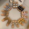 New Retro One-line Casual Beach Shoes for Women with Thick Soles and Soft Leather Slippers