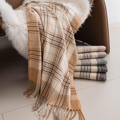 Cashmere Check Scarf Premium Warm Shawl Women'S Luxury Ladies