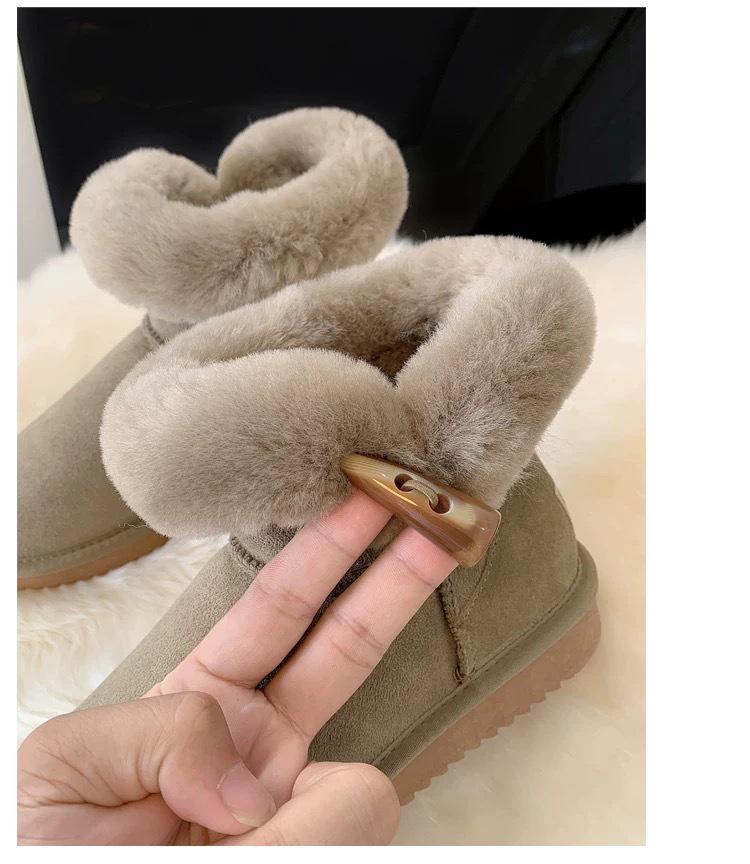 Sangpo Women's Sheepskin & Wool Thick-Soled Snow Boots - 2025 Winter Collection Genuine Leather & Wool Toggle.