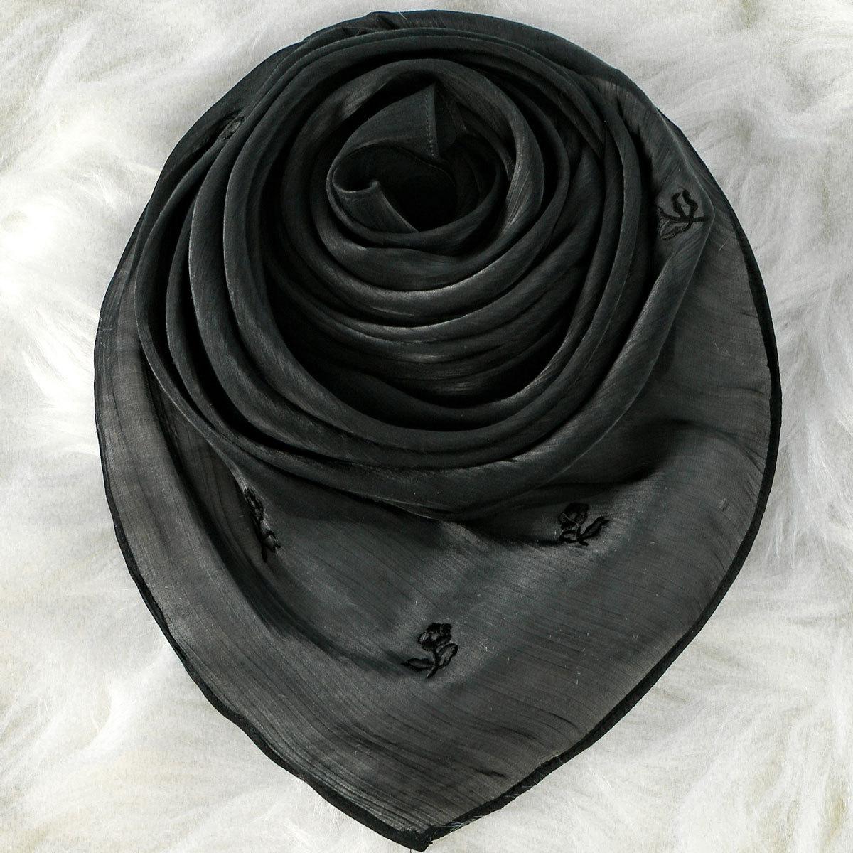 New Rose Embroidered Chiffon Hijab Skin Scarf Long Towel Solid Color Simple Versatile Temperament Long Towel Soft Breathable