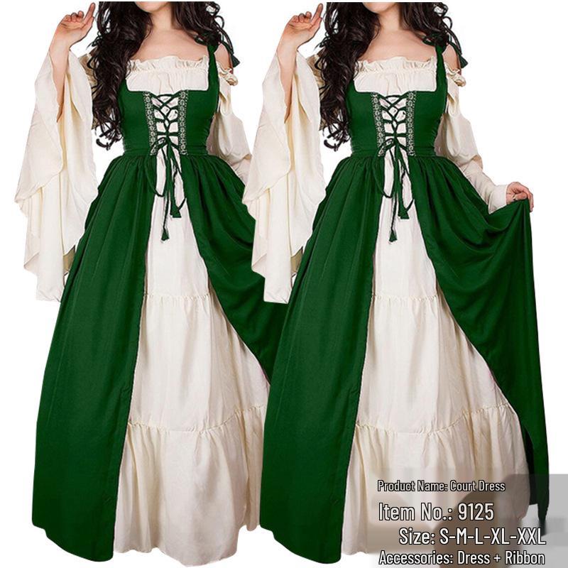 Medieval Renaissance Princess Dress with Binding Waist - Vintage Halloween Costume
