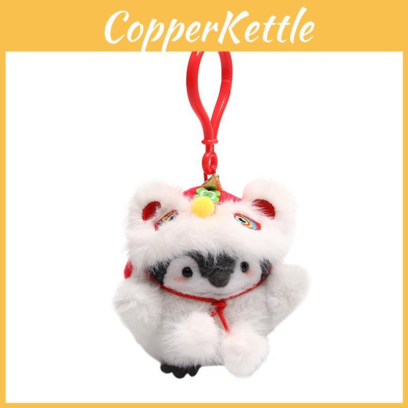 Penguin Plush Toy With Lion Dance Hanging Decor For New Year Celebrations