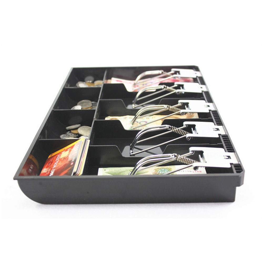 Multi-grids Cashier Box Multifunctional Metal Clip Drawer Cash Register Compartments for Money Storage Plastic ABS