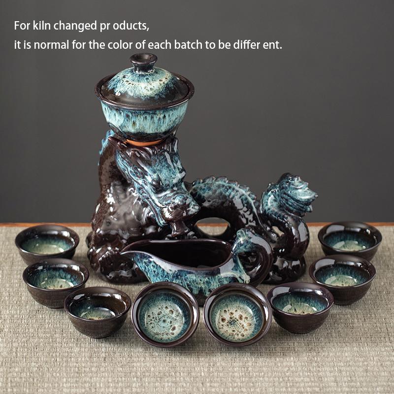 1 Set, Creative Lazy Tea Set, Semi-automatic Dragon Teapot, Magnetic Rotating Water-conducting Tea Set, Chinese Kung Fu Tea Set